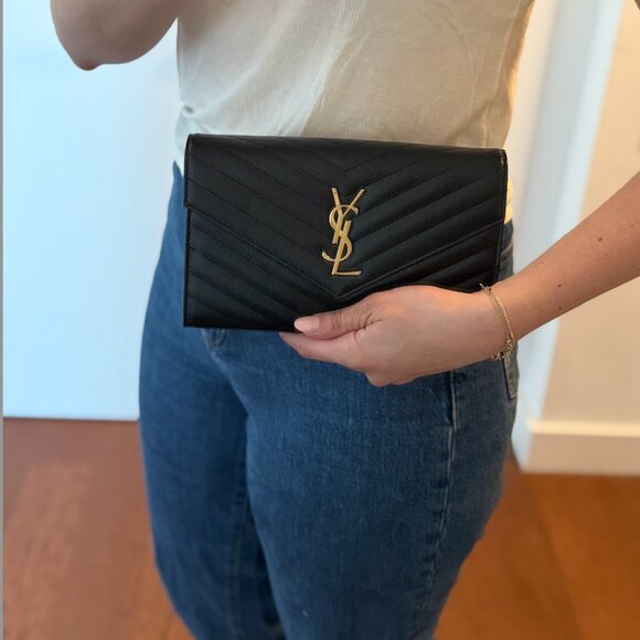 Saint Laurent Cassandre Matelassé Wallet on Chain - YSL Monogram Wallet - Picture 9 of 10